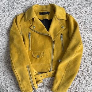 Zara Mustard Leather Biker Jacket